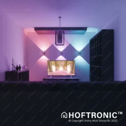 Hoftronic Smart Cupo - LED Wandlamp Up & Down Smart - RGBWW 16,5 Miljoen Kleuren - 6 Watt 600 Lumen - Zwart - Gevellamp Met Music Sync - IP54 Waterdicht - Geschikt Als Wandlamp Buiten, Wandlamp Badkamer En Wandlamp Binnen - 3 Jaar Garantie -Tuinwereld Verkoop 1200x1200 1438