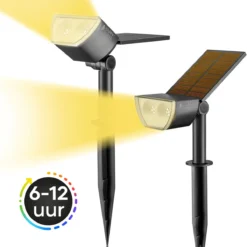 Happy Goods - Solar Prikspot - Buitenlampen - Tuinsteker - Buiten - Solar - Tuinverlichting - Lampen - Buiten Verlichting - Tuinlantaarn - Padverlichting - Zonne-energie - Warm White - Prikspot - Zomer - Duurzaam
