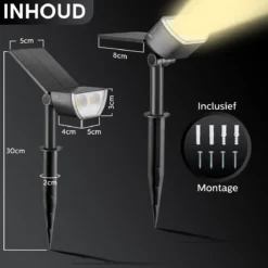 Happy Goods - Solar Prikspot - Buitenlampen - Tuinsteker - Buiten - Solar - Tuinverlichting - Lampen - Buiten Verlichting - Tuinlantaarn - Padverlichting - Zonne-energie - Warm White - Prikspot - Zomer - Duurzaam -Tuinwereld Verkoop 1200x1200 1481