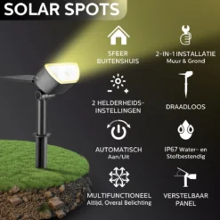 Happy Goods - Solar Prikspot - Buitenlampen - Tuinsteker - Buiten - Solar - Tuinverlichting - Lampen - Buiten Verlichting - Tuinlantaarn - Padverlichting - Zonne-energie - Warm White - Prikspot - Zomer - Duurzaam -Tuinwereld Verkoop 1200x1200 1486