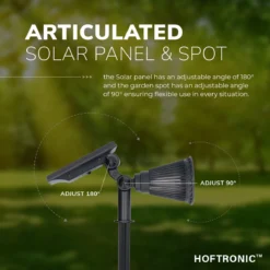 2x HOFTRONIC Bend - Solar Tuinspot - Zwart - IP65 Waterdicht - Prikspot - 2 Lichtstanden - Tot 9 Uur Brandtijd - Kantelbaar Monokristal Zonnepaneel - 3000K Warm Wit (sfeervol) - Solar Tuinverlichting Zonne Energie -Tuinwereld Verkoop 1200x1200 1509