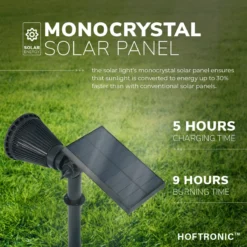 2x HOFTRONIC Bend - Solar Tuinspot - Zwart - IP65 Waterdicht - Prikspot - 2 Lichtstanden - Tot 9 Uur Brandtijd - Kantelbaar Monokristal Zonnepaneel - 3000K Warm Wit (sfeervol) - Solar Tuinverlichting Zonne Energie -Tuinwereld Verkoop 1200x1200 1511