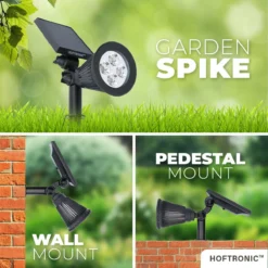 2x HOFTRONIC Bend - Solar Tuinspot - Zwart - IP65 Waterdicht - Prikspot - 2 Lichtstanden - Tot 9 Uur Brandtijd - Kantelbaar Monokristal Zonnepaneel - 3000K Warm Wit (sfeervol) - Solar Tuinverlichting Zonne Energie -Tuinwereld Verkoop 1200x1200 1512