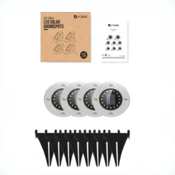 ForDig Solar Grondspots (4 Stuks) - RVS Grond Spots Op Zonne-energie Met 16 LED Spotjes - 10 Uur Buiten Verlichting In Tuin - IP65 Waterdicht - Tuinverlichting Lamp - Buitenverlichting Tuinlamp -Tuinwereld Verkoop 1200x1200 1589