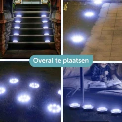 ForDig Solar Grondspots (8 Stuks) - RVS Grond Spots Op Zonne-energie Met 16 LED Spotjes - 10 Uur Buiten Verlichting In Tuin - IP65 Waterdicht - Tuinverlichting Lamp - Buitenverlichting Tuinlamp -Tuinwereld Verkoop 1200x1200 1594