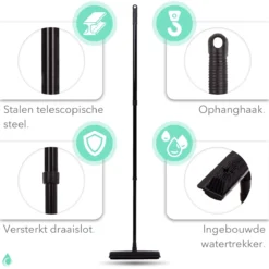 CLEANLY® Rubberen Bezem Met Vloerwisser - Kappersbezem - Zachte Bezem Binnen & Buiten - Vloertrekker Met Steel - 68-150 Cm -Tuinwereld Verkoop 1200x1200 1622
