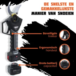 Reichlër® Elektrische Snoeischaar - 40 Mm Snijdiameter - 2x Accu - Anti-cut Functie - Heggenschaar - Takkenschaar - Zwart -Tuinwereld Verkoop 1200x1200 1645