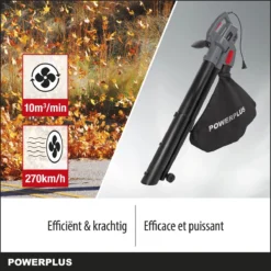 Powerplus POWEG9013 Elektrische Bladblazer - Bladzuiger En -versnipperaar - 3300W - Blazen - Zuigen - Versnipperen - Incl. 40L Opvangzak -Tuinwereld Verkoop 1200x1200 1683