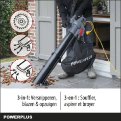 Powerplus POWEG9013 Elektrische Bladblazer - Bladzuiger En -versnipperaar - 3300W - Blazen - Zuigen - Versnipperen - Incl. 40L Opvangzak -Tuinwereld Verkoop 1200x1200 1685