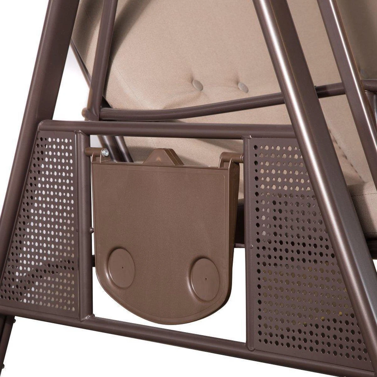 SORARA® Luxe Schommelbank Met Zonnescherm - Bruin - Zware Kwaliteit. 4 SORARA® Luxe Schommelbank Met Zonnescherm - Bruin - Zware Kwaliteit. - Afbeelding 4