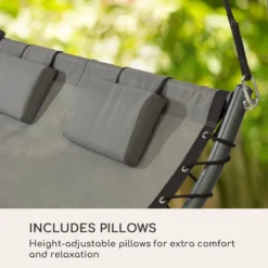 Blumfeldt Palermo Schommelbank - Hollywoodschommel 130 X 207 Cm - Ligbed Met Dak - Schommelstoel Voor 2 Personen - Tuinbank Inclusief Nekkussens - Stalen Frame En Polyester Dak - Grijs -Tuinwereld Verkoop 1200x1200 178