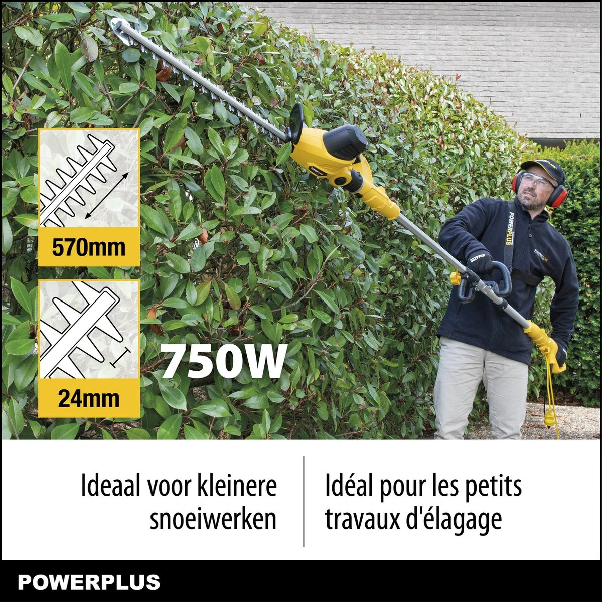 Powerplus POWXG2043 Elektrische Heggenschaar - 750W - Snoeien En Knippen - Zwaardlengte 570mm - Mesafstand 24mm - Telescopisch - Draaibaar Handvat - Haagschaar Voor Tuinonderhoud 3 Powerplus POWXG2043 Elektrische Heggenschaar - 750W - Snoeien En Knippen - Zwaardlengte 570mm - Mesafstand 24mm - Telescopisch - Draaibaar Handvat - Haagschaar Voor Tuinonderhoud - Afbeelding 3