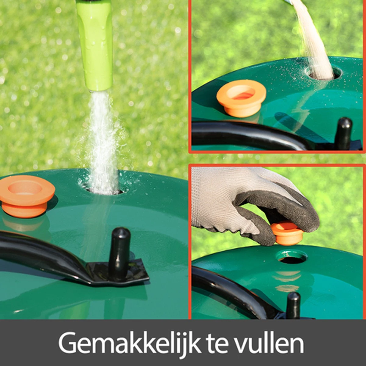 Gardebruk Tuinwals 60cm - 50L Vulvolume Staaltrommel - Groen 3 Gardebruk Tuinwals 60cm - 50L Vulvolume Staaltrommel - Groen - Afbeelding 3