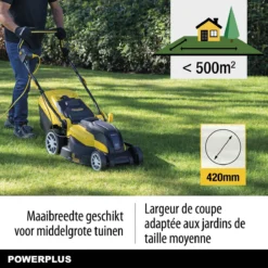 Powerplus POWXG6281 Elektrische Grasmaaier - Grasmachine Voor Middelgrote En Grote Tuin - 2000W - Maaibreedte 420mm - Verstelbare Maaihoogte - Mulching Functie - Incl. 40L Opvangbak -Tuinwereld Verkoop 1200x1200 1960