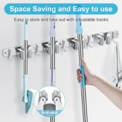 BOTC Bezemhouder - 5 Houders 6 Haken Bezem Ophangsysteem - Zeflklevend - Opbergsysteem - Ophanghaken - Tuingereedschap - Gereedschap Opbergen -Tuinwereld Verkoop 1200x1200 2031