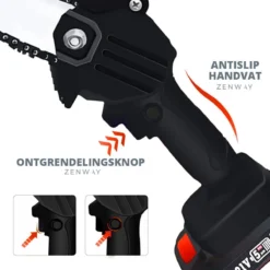 Zenway - Mini Kettingzaag - Snoeizaag - Kettingzaag - Kettingzaag Elektrisch Met 1 Accu- Inclusief Koffer - 1 Extra Accu - Zwart -Tuinwereld Verkoop 1200x1200 2166