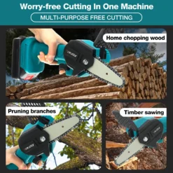 Merkloos Mini Accu Kettingzaag - 4 Inch Elektrische Boomzaag - Handkettingzaag - Met 2 Accu En 1 Oplader - Voor Tuinboom Ranch Bomen Snijden Hout- Blauw -Tuinwereld Verkoop 1200x1200 2219