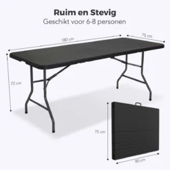 LifeGoods Klaptafel - Inklapbaar - 180 Cm - 6 Tot 8 Personen - Zwart -Tuinwereld Verkoop 1200x1200 24