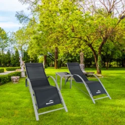 MaxxGarden Ligbed Set - 2 Stuks Zwart - Met Tafel - Sun Loungers - Loungebed -Tuinwereld Verkoop 1200x1200 240