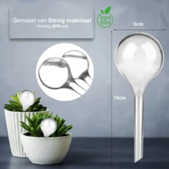 Waterdruppelaar Set Van 12 Stuks - Waterdruppelaar Voor Planten - Watergeefsysteem - Waterbol Irrigatiesysteem - Automatisch Druppelsysteem Voor Kamerplanten & Tuin - Watergever - Transparant - 15cm -Tuinwereld Verkoop 1200x1200 2514