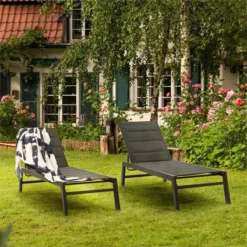 Blumfeldt Renazzo Lounge Ligstoel - Ligbed Voor De Tuin - Aluminium Tuinstoel - 6 Standen - Waterafstotend - Bekleding Van 70 % Pvc En 30 % Polyetheen - Zwart -Tuinwereld Verkoop 1200x1200 263
