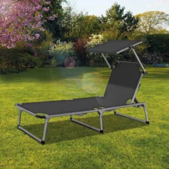 Sens Design Zonnebed - Ligbed Inklapbaar Met Zonneklep - Grijs -Tuinwereld Verkoop 1200x1200 274