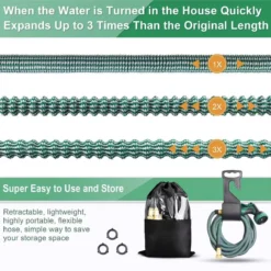 IBright Extra Sterke Uitrekbare Tuinslang - Flexibel - 15 Meter - Inclusief Opbergtas ,Sproeier ,Koppelstuk En Ophanghaak - Groen -Tuinwereld Verkoop 1200x1200 2757