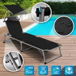 Sens Design Zonnebed - Ligbed Inklapbaar Met Zonneklep - Zwart -Tuinwereld Verkoop 1200x1200 285