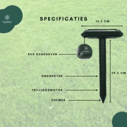 Gardies 2 Stuks Ultrasone Mollenverjager - Oplaadbare Batterijen & Zonne-Energie - Waterdichte Mollenbestrijding - 100% Diervriendelijk -Tuinwereld Verkoop 1200x1200 2865