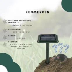 Gardies 2 Stuks Ultrasone Mollenverjager - Oplaadbare Batterijen & Zonne-Energie - Waterdichte Mollenbestrijding - 100% Diervriendelijk -Tuinwereld Verkoop 1200x1200 2868