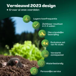 Vulpes Verjager® Mollenverjager - 4 Stuks - Muizenverjager - Mollenbestrijding - Werkt Op Zonne-energie - Waterdicht - Diervriendelijk - Strakke Tuin, Gazon Of Perceel! -Tuinwereld Verkoop 1200x1200 2887