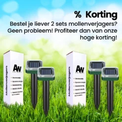 Aniway®- Mollenverjager - 2 Of 4 Stuks - Mollenbestrijding - Op Zonne-energie - Diervriendelijk - Waterdicht - Strakke Tuin/gazon/perceel -Tuinwereld Verkoop 1200x1200 2899