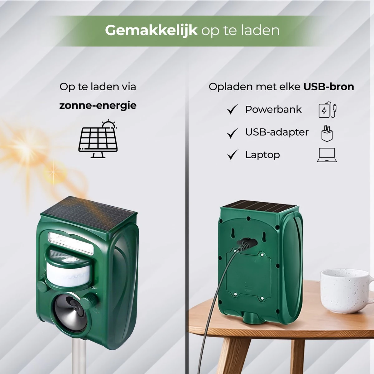 LivingBoost® – Kattenverjager Op Zonneenergie – Kattenschrik – Afweermiddel Voor Tuin – Met Adapter – Ultrasone Golf – Marterverjager – Verdrijft Katten, Ratten, Muizen, Etc. 2 LivingBoost® – Kattenverjager Op Zonneenergie – Kattenschrik – Afweermiddel Voor Tuin – Met Adapter – Ultrasone Golf – Marterverjager – Verdrijft Katten, Ratten, Muizen, Etc. - Afbeelding 2