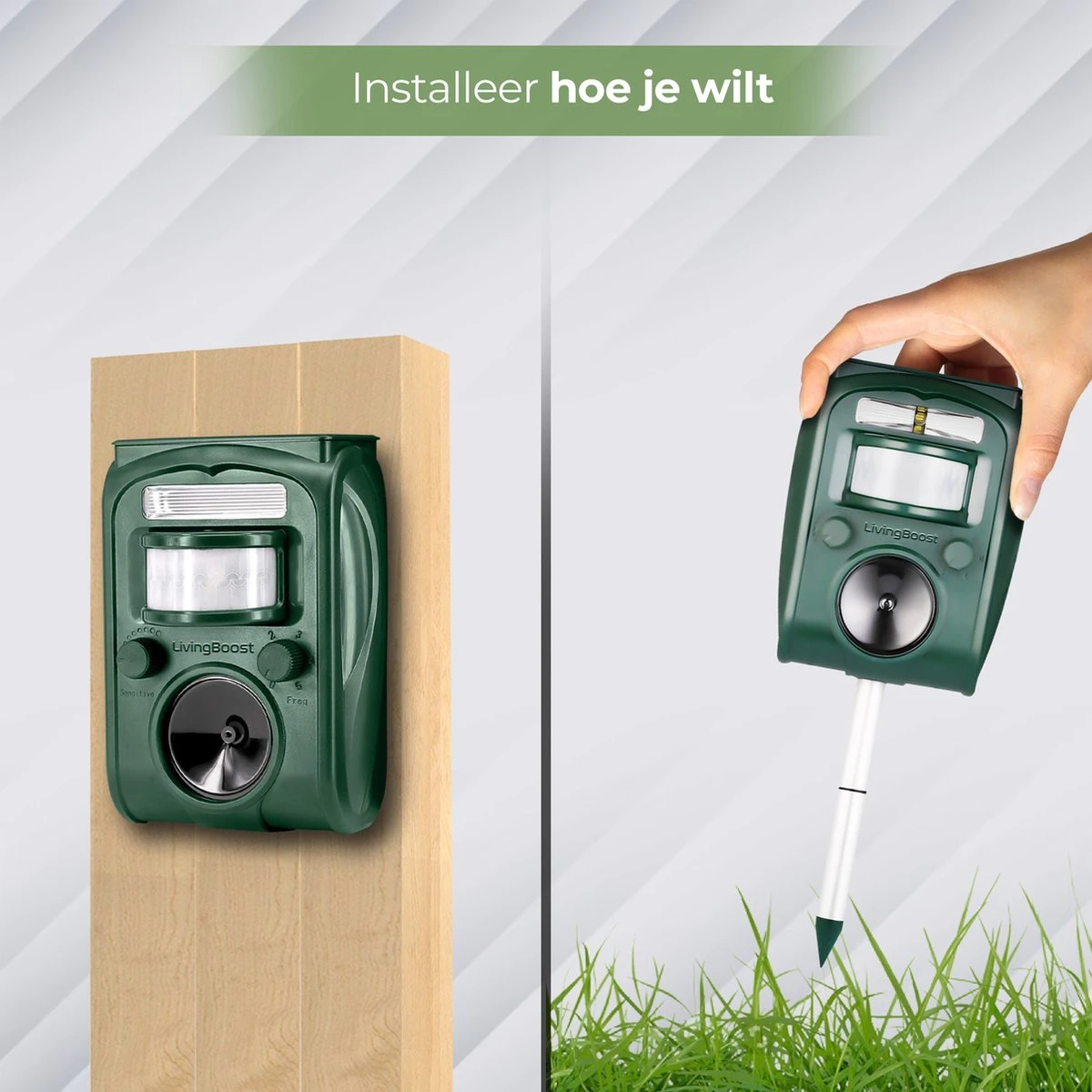 LivingBoost® – Kattenverjager Op Zonneenergie – Kattenschrik – Afweermiddel Voor Tuin – Met Adapter – Ultrasone Golf – Marterverjager – Verdrijft Katten, Ratten, Muizen, Etc. 8 LivingBoost® – Kattenverjager Op Zonneenergie – Kattenschrik – Afweermiddel Voor Tuin – Met Adapter – Ultrasone Golf – Marterverjager – Verdrijft Katten, Ratten, Muizen, Etc. - Afbeelding 8