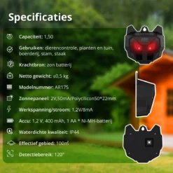 Kattenverjager Buiten – Kattenschrik – Op Zonneenergie – Duivenverjager - Vogels -Tuinwereld Verkoop 1200x1200 2942