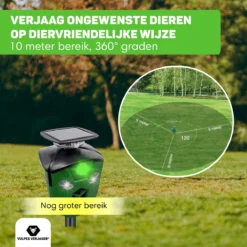 Vulpes Verjager® Ultrasone Kattenverjager Op Zonneenergie - Kattenschrik - Marterverjager - Waterdicht, 360° Bescherming & 20m Bereik - Afweermiddel Voor Vogels, Katten, Muizen Etc. -Tuinwereld Verkoop 1200x1200 2948