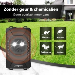Living Nine Marterverjager - Ongedierteverjager - Muizenverjager & Rattenverjager - Ultrasone & Flitsen - Werkt Op Autoaccu, Batterijen Of Netstroom - Voor Binnen, Buiten En Auto - Marter Verjager - Steenmarter -Tuinwereld Verkoop 1200x1200 2992