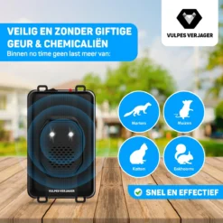 Vulpes Verjager® Marterverjager - Ongedierteverjager - Multifunctionele Set Binnen & Buiten - Batterijen, 12V & Auto Accu - Marters, Muizen & Ratten - Steenmarter Verjager PRO - 2 Stuks - Incl. E-book -Tuinwereld Verkoop 1200x1200 3023