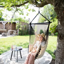 Vita5 XXL Hangstoel | Binnen&Buiten Hangnest | Incl. 2 Kussens En Boekenvak | Volwassenen&Kinderen | Hangmatstoel Tot 225kg | Beige -Tuinwereld Verkoop 1200x1200 308