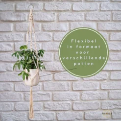 Plantenhanger - Plantenhanger Macrame - Set Van 2 - Wit - Knopen - Luxe Gevlochten Touw - Met Ophang Haken - Fienosa -Tuinwereld Verkoop 1200x1200 3143