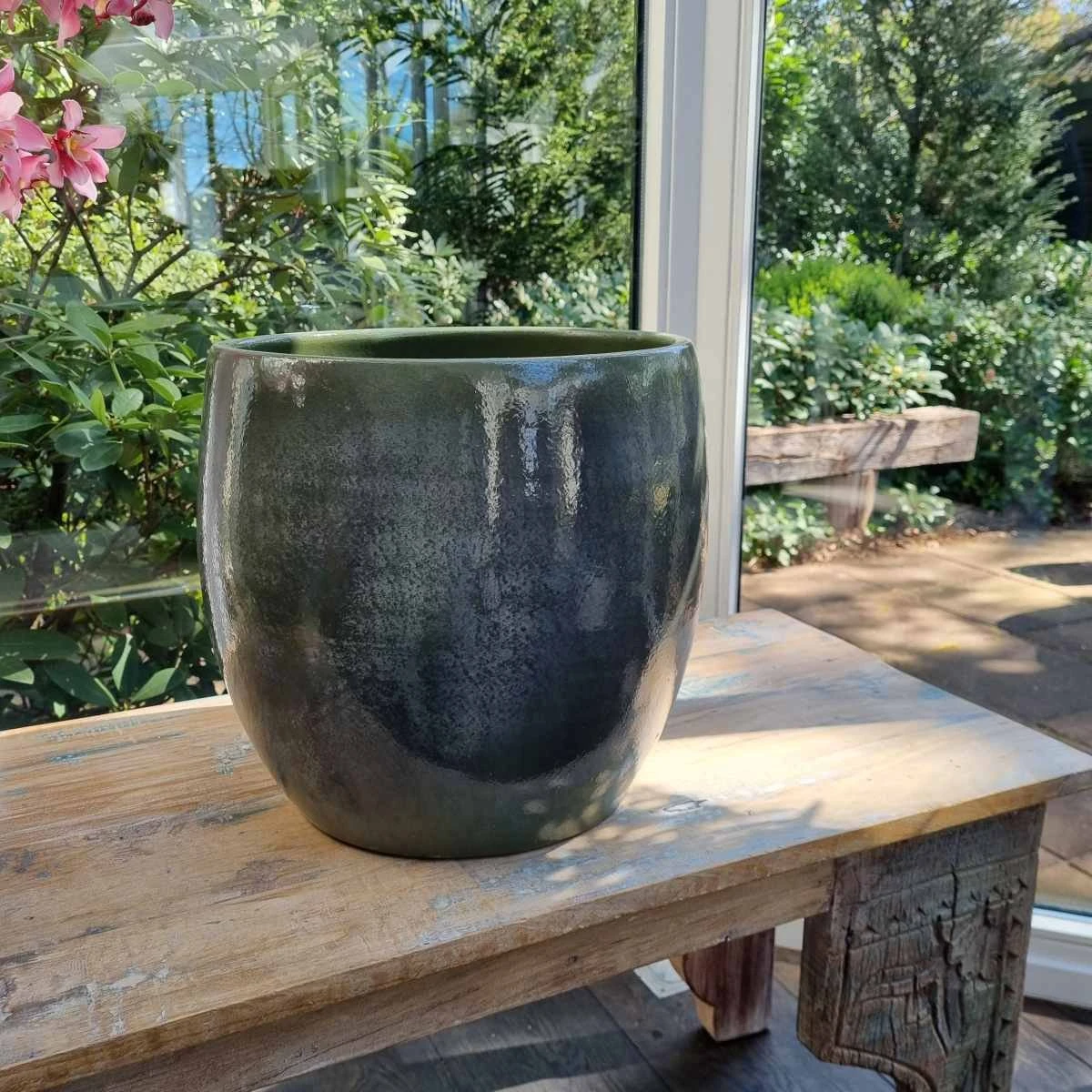 Mica Decorations Lester Bloempot - H31 X Ø33 Cm - Terracotta - Groen 9 Mica Decorations Lester Bloempot - H31 X Ø33 Cm - Terracotta - Groen - Afbeelding 9