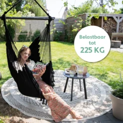 Vita5 XXL Hangstoel - Binnen&Buiten Hangnest - Incl. 2 Kussens En Boekenvak - Volwassenen&Kinderen - Hangmatstoel Tot 225kg - Zwart -Tuinwereld Verkoop 1200x1200 325