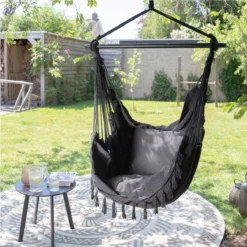 Vita5 XXL Hangstoel - Binnen&Buiten Hangnest - Incl. 2 Kussens En Boekenvak - Volwassenen&Kinderen - Hangmatstoel Tot 225kg - Zwart -Tuinwereld Verkoop 1200x1200 326