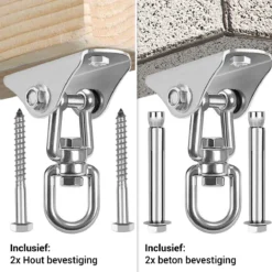 Ophangsysteem - Plafondhaak RVS - Ophanghaak TRX - Hangstoel Buiten - Hangstoel Binnen – Schommelstoel - Schommel - Bokszakken - RVS - 300kg 13 Ophangsysteem - Plafondhaak RVS - Ophanghaak TRX - Hangstoel Buiten - Hangstoel Binnen – Schommelstoel - Schommel - Bokszakken - RVS - 300kg -Tuinwereld Verkoop 1200x1200 327