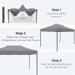 LifeGoods Partytent - 3x4.5 M - Zijwanden - Easy Up - Opvouwbaar - Waterdicht - Draagtas Met Wieltjes - Donkergrijs -Tuinwereld Verkoop 1200x1200 38