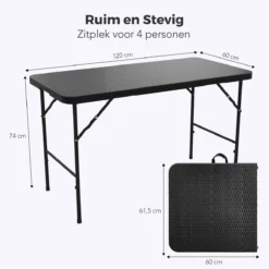 LifeGoods Klaptafel - Inklapbaar - 120 Cm - 4 Personen - Zwart -Tuinwereld Verkoop 1200x1200 505