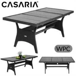 Casaria Polyrattan Tuintafel - WPC Tafelblad 190x90x74 Cm – Zwart -Tuinwereld Verkoop 1200x1200 546