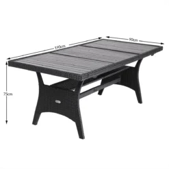 Casaria Polyrattan Tuintafel - WPC Tafelblad 190x90x74 Cm – Zwart -Tuinwereld Verkoop 1200x1200 547