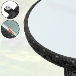 Casaria Polyrattan Bijzettafel 80cm Rond - 5mm Veiligheidsglas – Zwart -Tuinwereld Verkoop 1200x1200 567