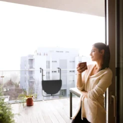 Relaxdays Balkontafel Inklapbaar, Balkon Tafel Rotan, Hangtafel Reling - Zwart -Tuinwereld Verkoop 1200x1200 579